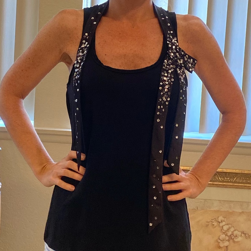 Tank top with satin sequin accents